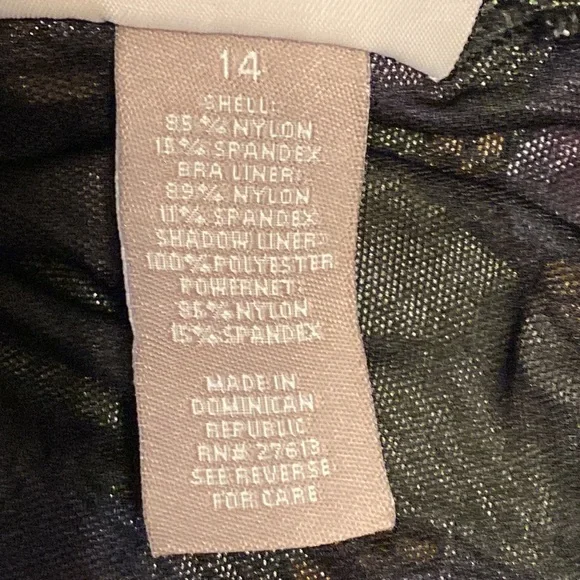 💜VGUC 14 One Piece Croft & Barrow Plus Size Swim Suit black floral gold orange - Picture 11 of 12